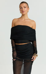 Roza Top - Asymmetric Long Sleeve One Shoulder Top in Black