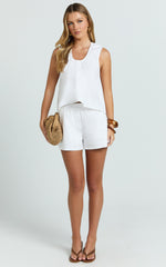 Ruby Two Piece Sets - Cotton Shell Top and Short Set in White