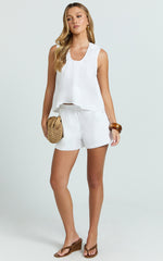 Ruby Two Piece Sets - Cotton Shell Top and Short Set in White