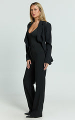 Sally Pants - Mid Waisted Straight Leg Tailored Pants in Black