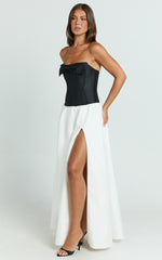 Santana Maxi Dress - Contrast Strapless Fit And Flare Dress in Black/White