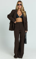 Selena Blazer - Boxy Single Breasted Blazer in Dark Chocolate