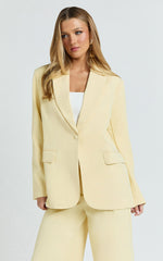 Selena Blazer - Boxy Single Breasted Blazer in Lemon