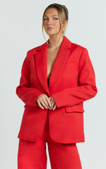 Selena Blazer - Boxy Single Breasted Blazer in Red