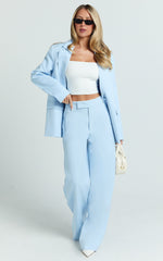 Selena Pants - High Waisted Wide Leg Tailored Pants in Baby Blue