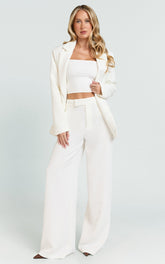 Selena Pants - High Waisted Wide Leg Tailored Pants in Cream
