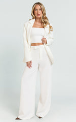 Selena Pants - High Waisted Wide Leg Tailored Pants in Cream