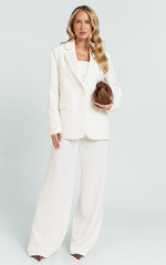 Selena Pants - High Waisted Wide Leg Tailored Pants in Cream