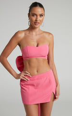 Shaima Mini Skirt - Split Low Rise Micro Skirt in Pink