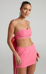 Shaima Mini Skirt - Split Low Rise Micro Skirt in Pink