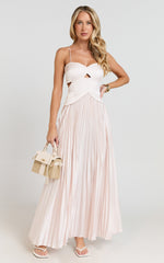 Shay Maxi Dress - Sweetheart Cut Out Pleated Dress in Soft Pink