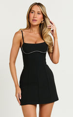 Sheryl Mini Dress - Sleeveless with Bust Detailing Dress in Black