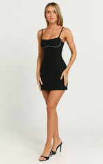 Sheryl Mini Dress - Sleeveless with Bust Detailing Dress in Black