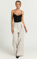 Sofia Bodysuit - Bustier Netting Bodysuit in Black