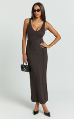 Stella Maxi Skirt - High Waisted Pencil Skirt in Chocolate