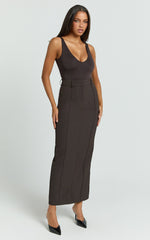 Stella Maxi Skirt - High Waisted Pencil Skirt in Chocolate