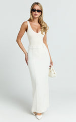 Stella Maxi Skirt - High Waisted Pencil Skirt in Stone