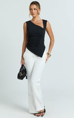 Sullivan Top - Sleeveless Asymmetrical Cut Out Top in Black