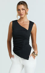Sullivan Top - Sleeveless Asymmetrical Cut Out Top in Black
