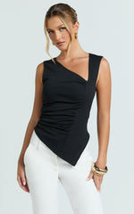 Sullivan Top - Sleeveless Asymmetrical Cut Out Top in Black
