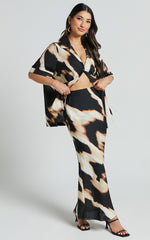 Tabitha Maxi Skirt - High Waist Slip Skirt in Brown