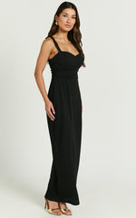 Tahlia Midi Dress - Sweetheart Ruched Dress in Black