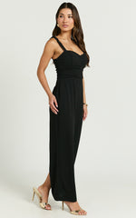 Tahlia Midi Dress - Sweetheart Ruched Dress in Black