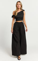 Tamara Pants - High Elasticated Waist Wide Leg Pants in Black