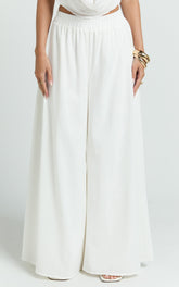 Tamara Pants - High Elasticated Waist Wide Leg Pants in White