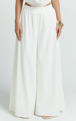 Tamara Pants - High Elasticated Waist Wide Leg Pants in White