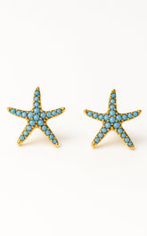 Tarah Starfish Earrings in Blue/Gold