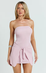 Tash Mini Dress - Strapless Skirt Wrap Dress in Pink