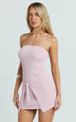 Tash Mini Dress - Strapless Skirt Wrap Dress in Pink