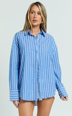 Terah Shirt - Button Up Shirt in Blue Stripe