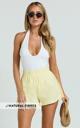Terah Shorts - High Waisted Shorts in Butter Yellow