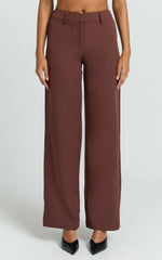 Tessa Pants - Mid Rise Straight Leg Tailored Pants in Brown