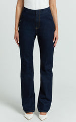 Tianna Jeans - High Waisted Fitted Straight Leg Jeans in Indigo Wash