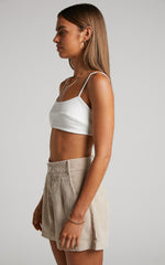 Tovil Shorts - High Waisted Corduroy Shorts in Sand