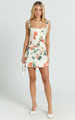 Tracey Mini Skirt - Floral Print Mid Rise Fitted Leg Split Skirt in Rustic Floral