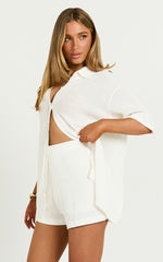 Tristan Shorts - Crochet Knit Relaxed Shorts in Cream
