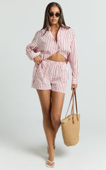 Tristan Shorts - High Waist Elasticated Boxer Shorts in Pink