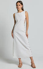 Tyla Maxi Dress - Sweetheart Neck Side Ring Detail Dress in Natural