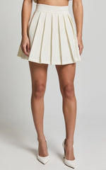 Tyla Mini Skirt - Pleated A Line Mini Skirt in White