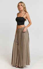 Under The Twilight Maxi Skirt - Thigh Split Skirt in Olive