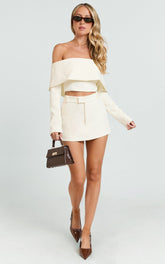 Ursula Mini Skirt - Structured Tailored Skirt in Cream