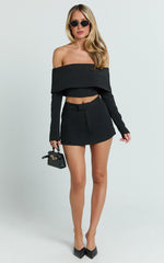 Ursula Mini Skirt - Structured Tailored Skirt in Black