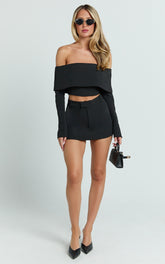 Ursula Mini Skirt - Structured Tailored Skirt in Black