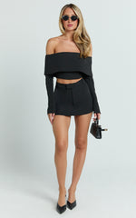 Ursula Mini Skirt - Structured Tailored Skirt in Black