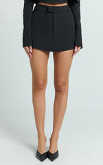 Ursula Mini Skirt - Structured Tailored Skirt in Black