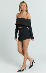 Ursula Mini Skirt - Structured Tailored Skirt in Black